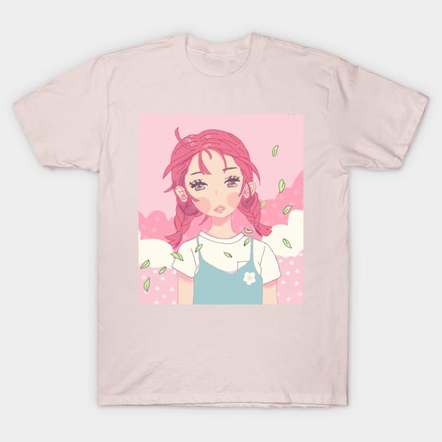 Kawaii Anime Pink Hair Girl T-Shirt by Misti